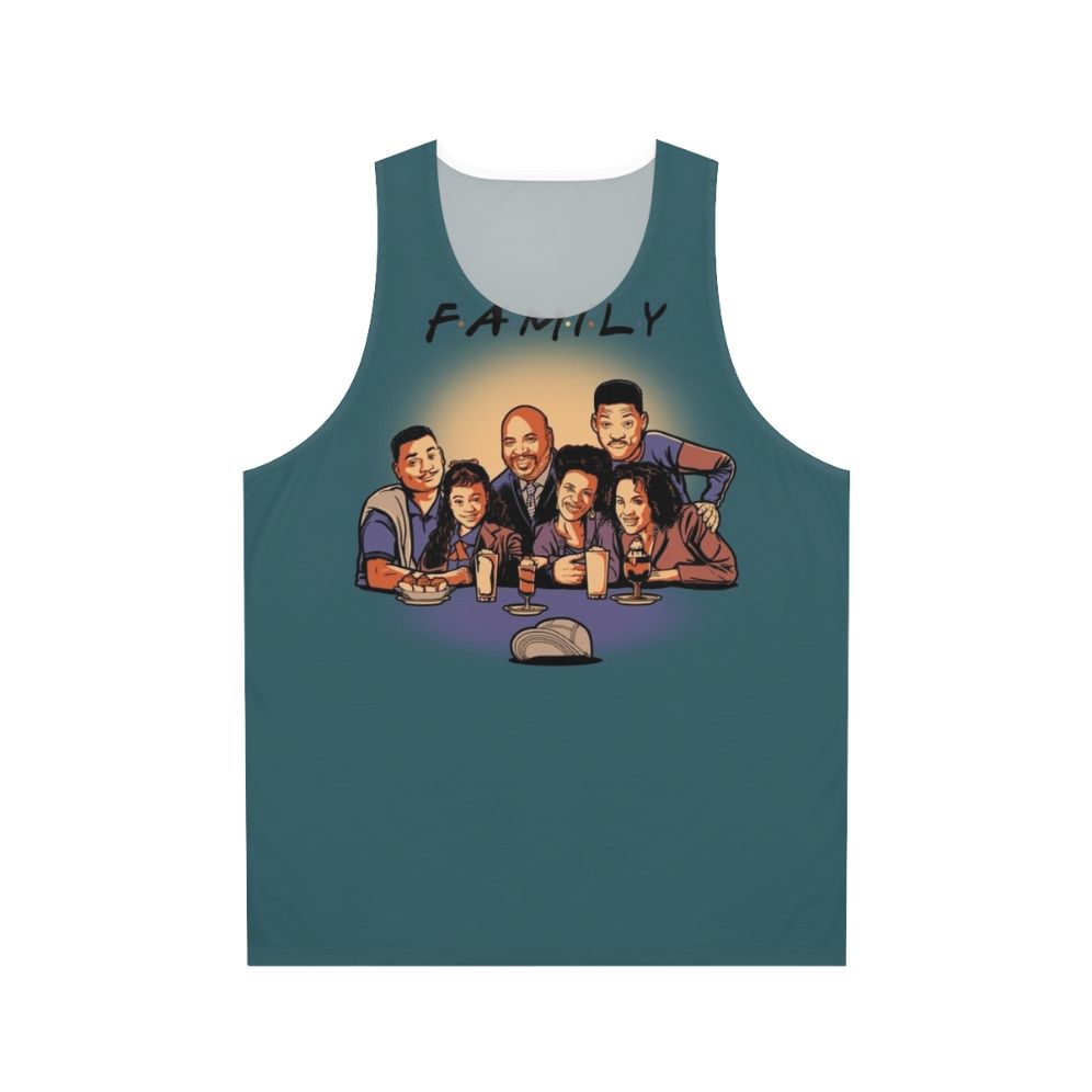 Unisex tank top featuring "FAMILY" design inspired by the TV series Fresh Prince of Bel Air