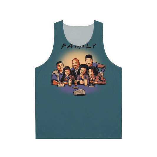 Unisex tank top featuring "FAMILY" design inspired by the TV series Fresh Prince of Bel Air