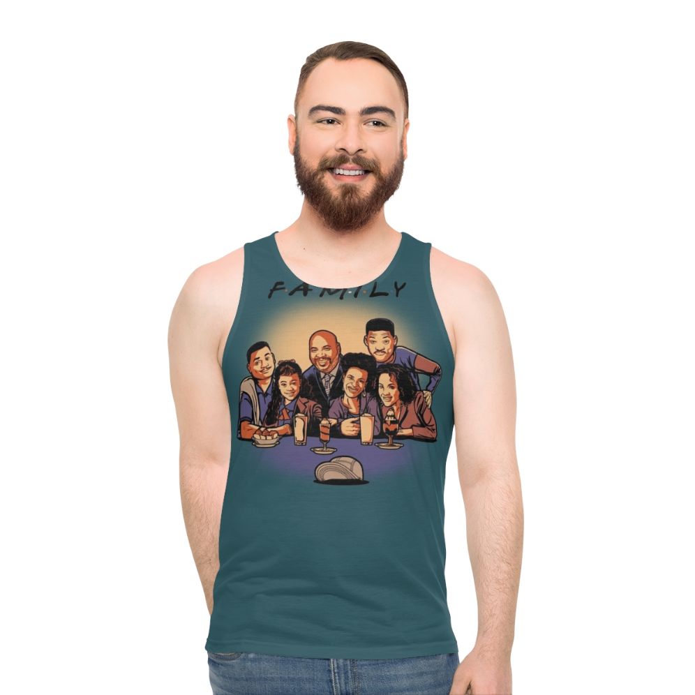 Unisex tank top featuring "FAMILY" design inspired by the TV series Fresh Prince of Bel Air