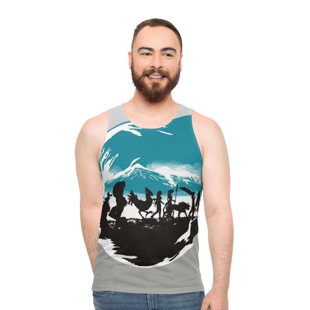 Unisex fantasy tank top with Lord of the Rings and Final Fantasy designs