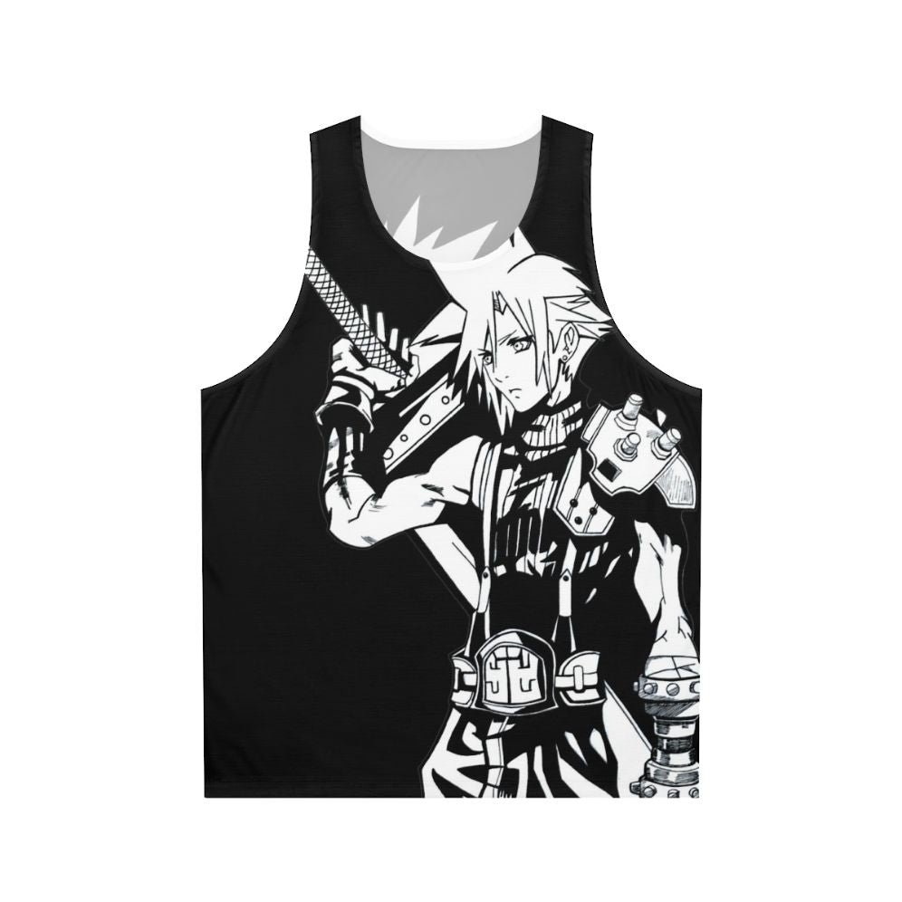 Unisex tank top featuring a fantasy video game character holding a sword