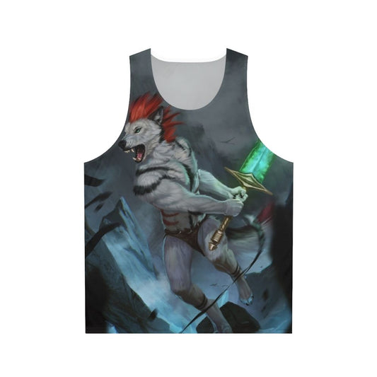 Unisex fantasy wolf design tank top