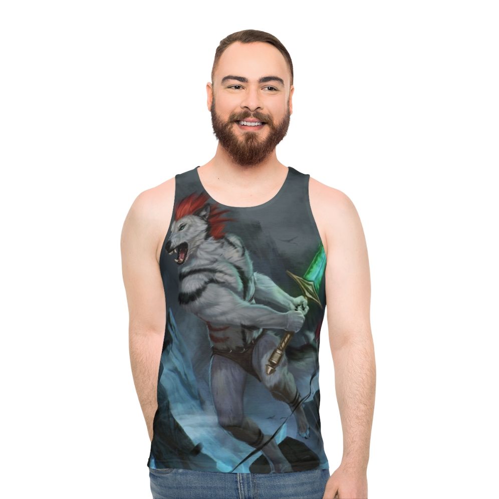 Unisex fantasy wolf design tank top