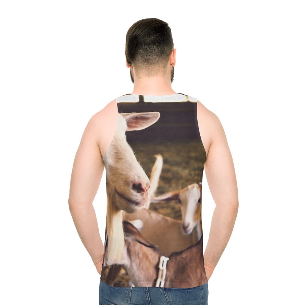 Unisex tank top with goats and sheep farm animals