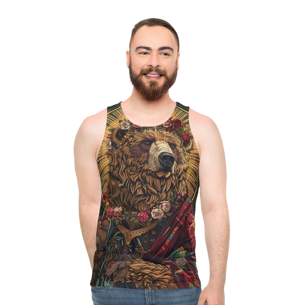 Unisex feminist bear design tank top