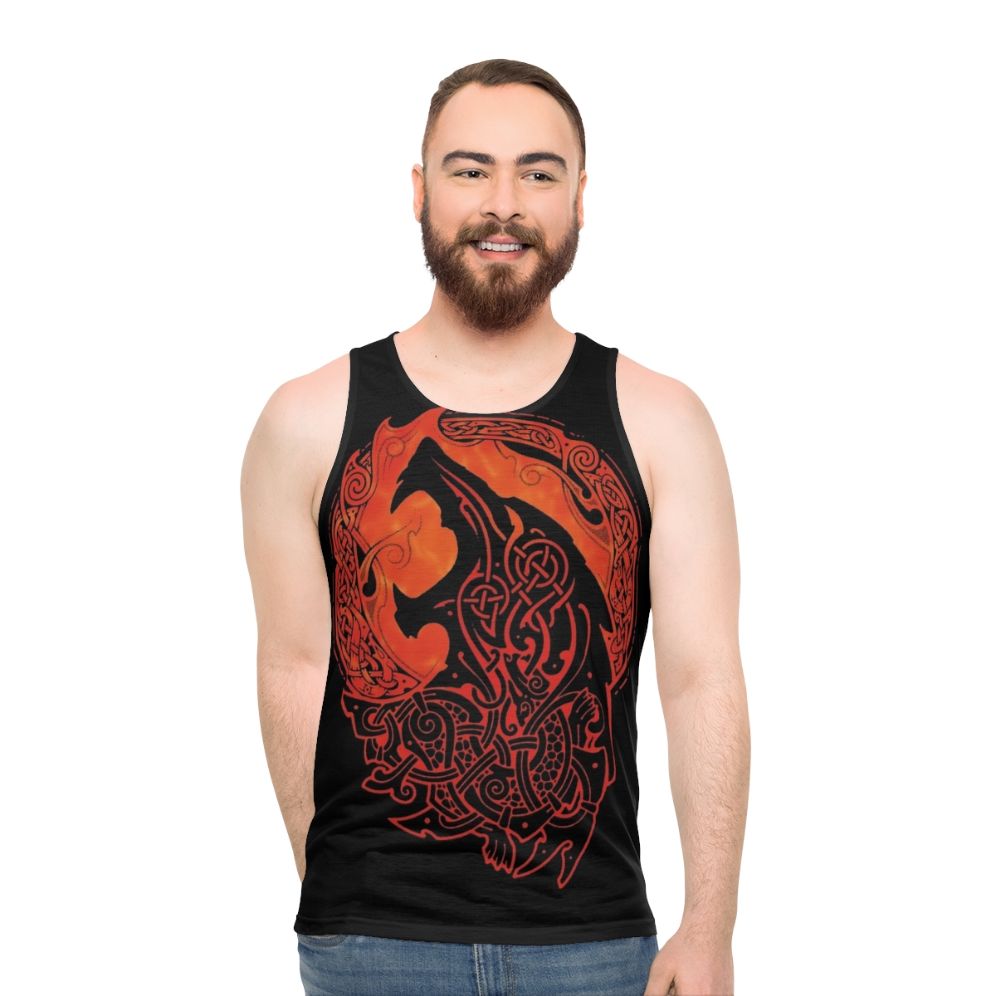 Unisex tank top with Fenrir, Loki's son, from Norse mythology