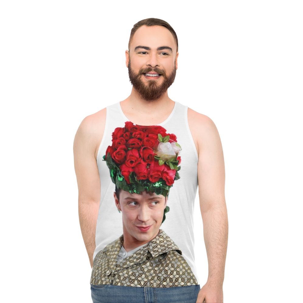 Unisex figure skating pride tank top with Johnny Weir's mint julep hat