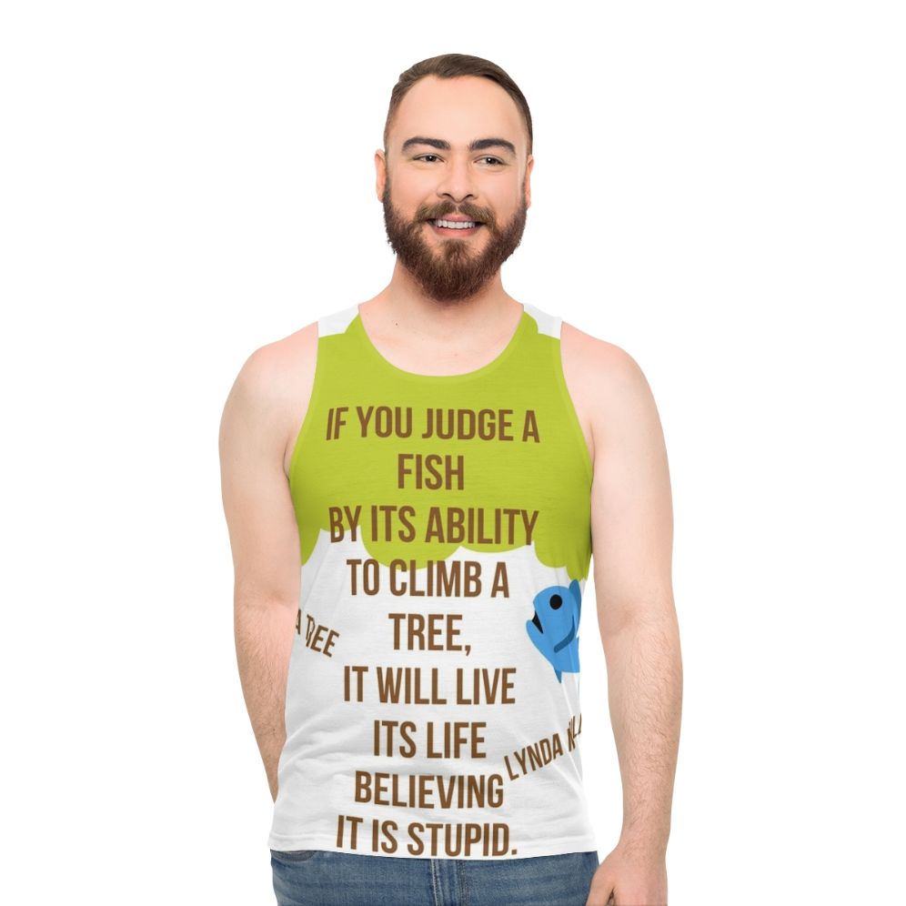 Unisex "Fish in a Tree" literary-inspired tank top