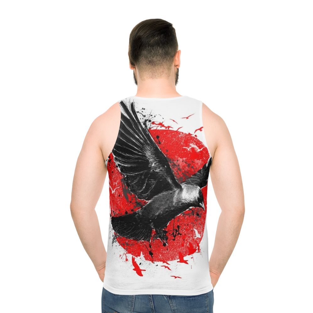 Unisex flight tank top with bird and moon graphics