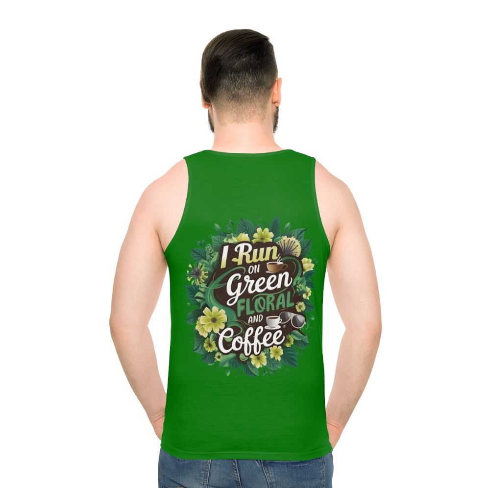 Unisex floral and coffee green tank top