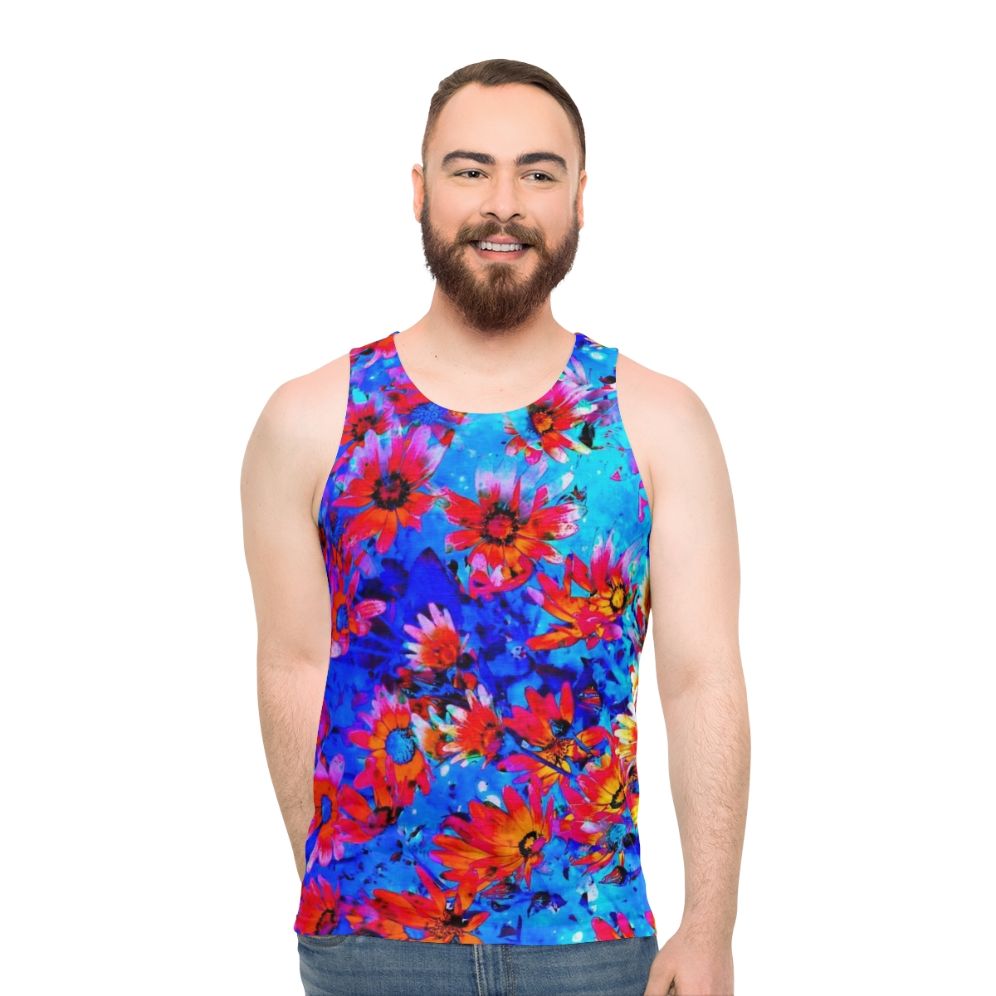 Unisex floral tank top with nature inspired design