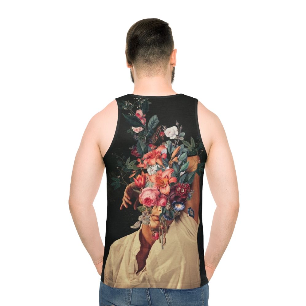 Unisex floral tank top with vintage botanical art of roses