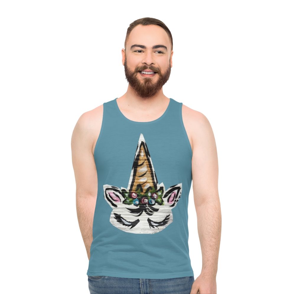 Unisex floral unicorn tank top