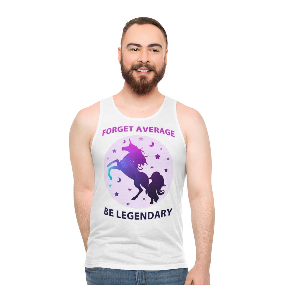 Unisex "Forget Average Be Legendary" Unicorn & Galaxy Tank Top