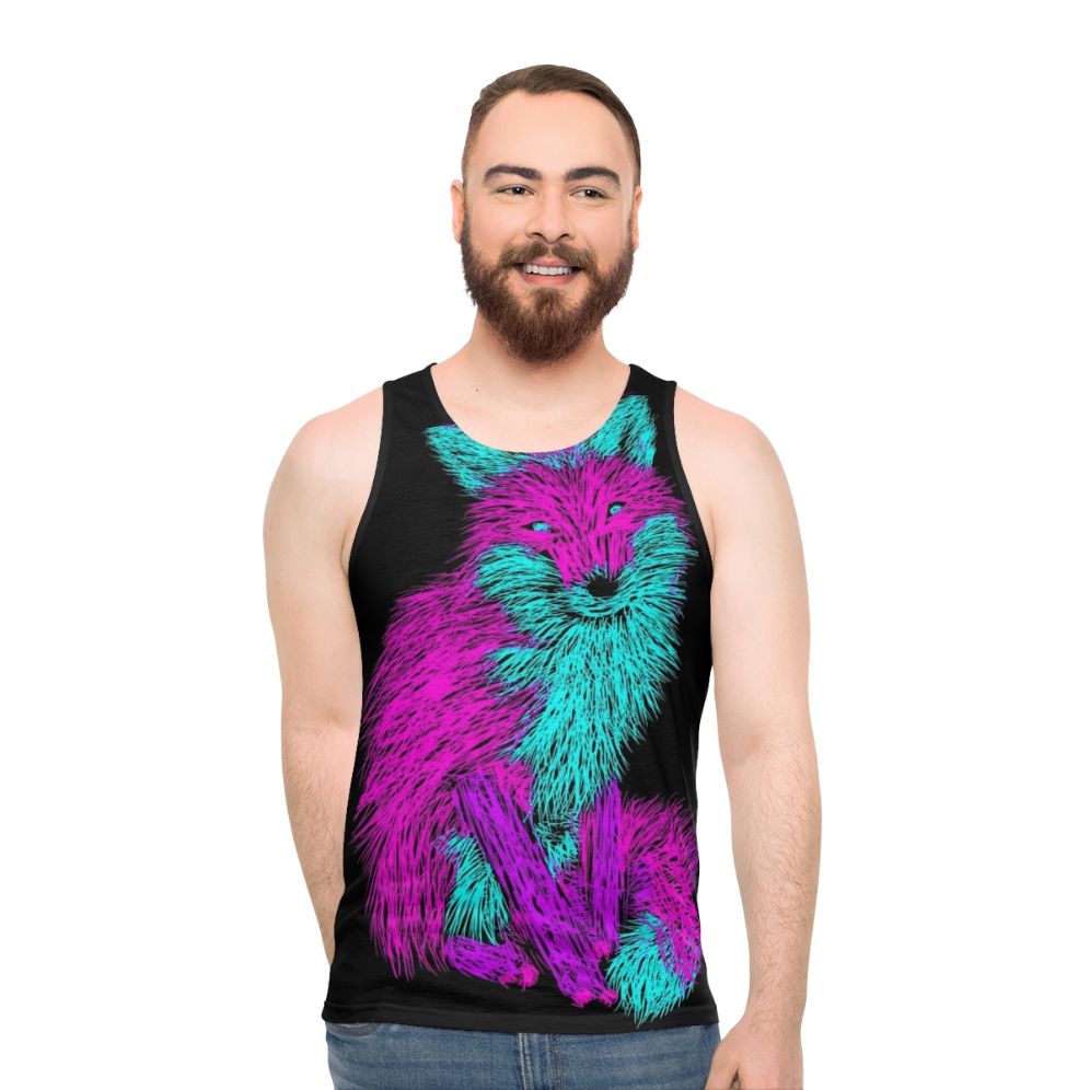Unisex tank top featuring a red fox, a legendary animal