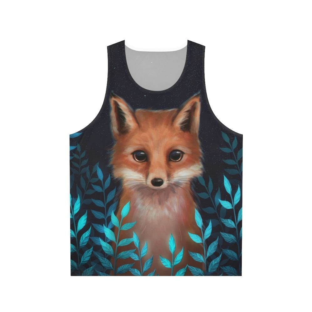 Unisex fox tank top with autumn leaves nature design