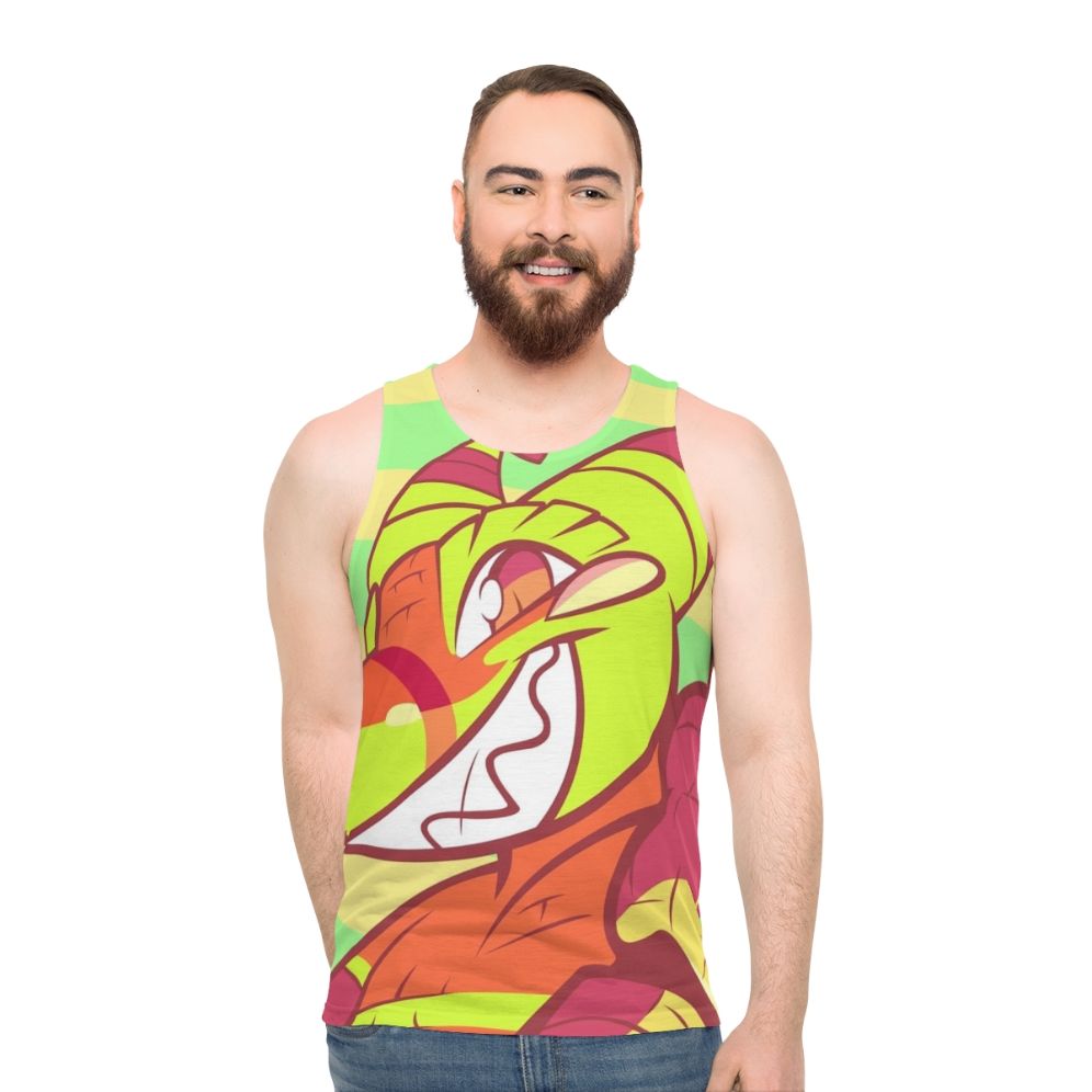 Unisex furry electronic music tank top with TQBF Renard Electrohell design