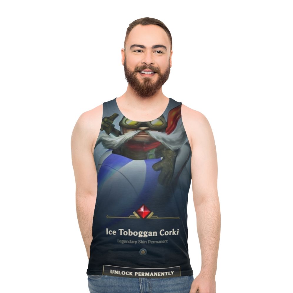 Unisex gaming tank top featuring Poster Corki from League of Legends