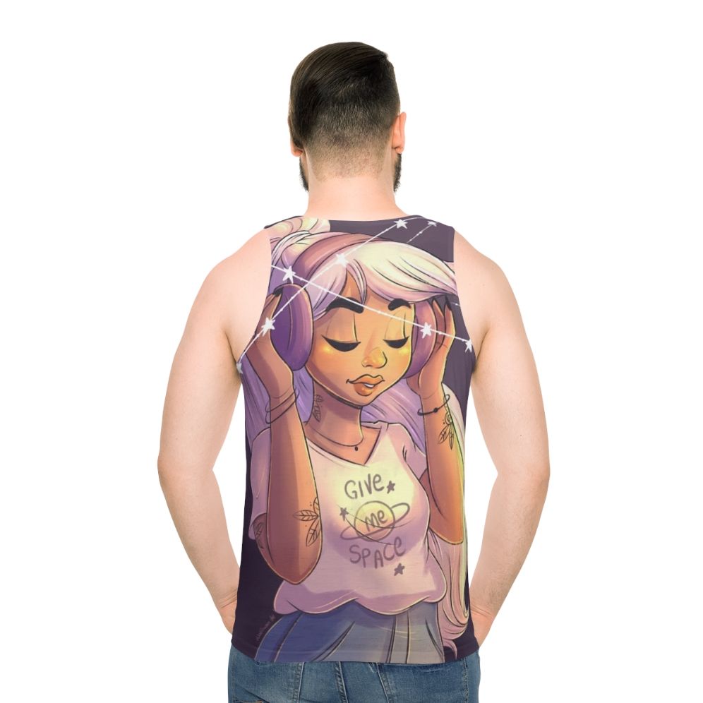 Unisex tank top with galaxy and astronaut design