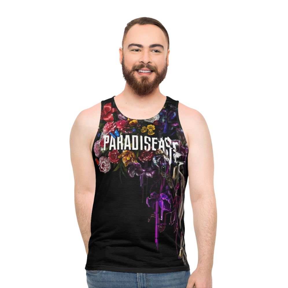 Unisex Glitch Floral Tank Top