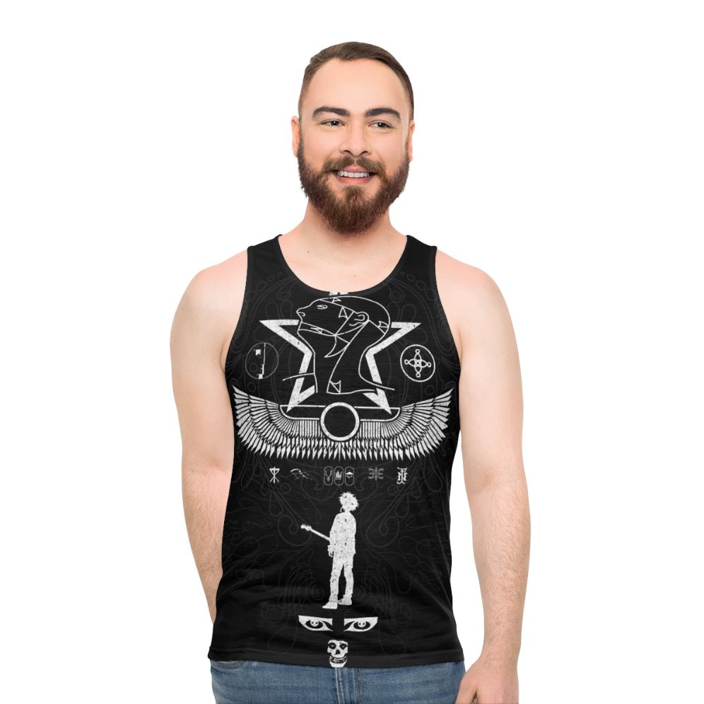 Unisex goth tank top with 80s goth band logos