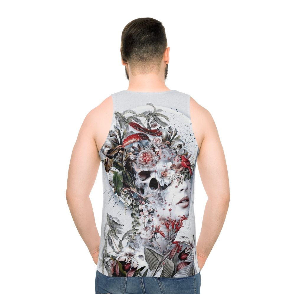 Unisex gothic surreal floral skull fantasy tank top