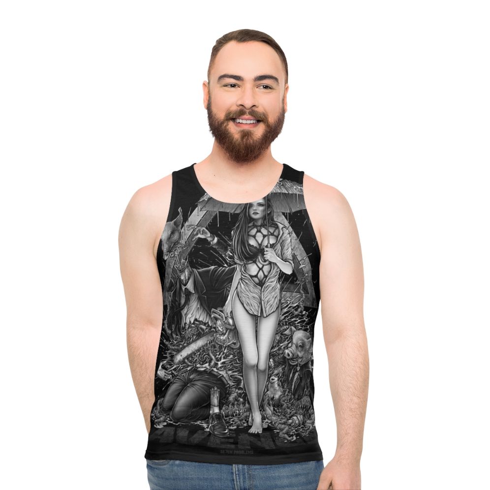 Unisex tank top with minimalist line art design
