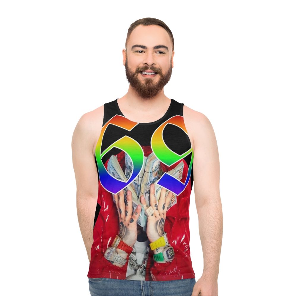 Unisex graphic tank top with hip-hop inspired design