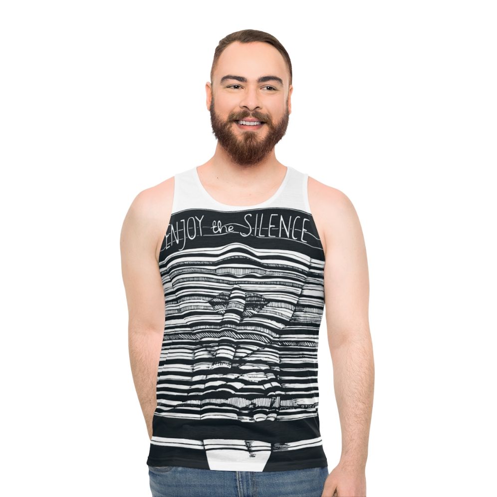 Unisex Graphic Tank Top with Depeche Mode Inspired Silence Design