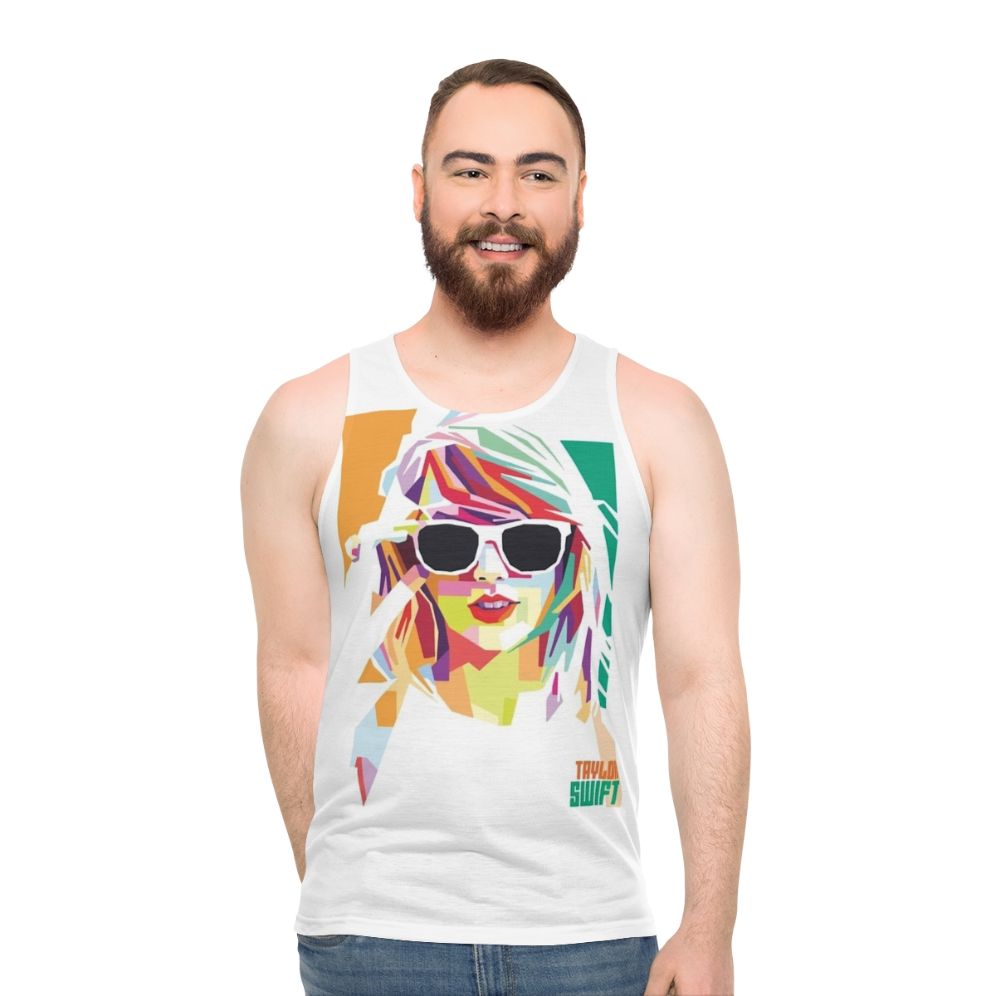 Unisex graphic tank top with WPAP art design