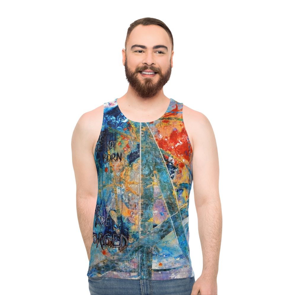 Unisex tank top with inspirational activist graphic