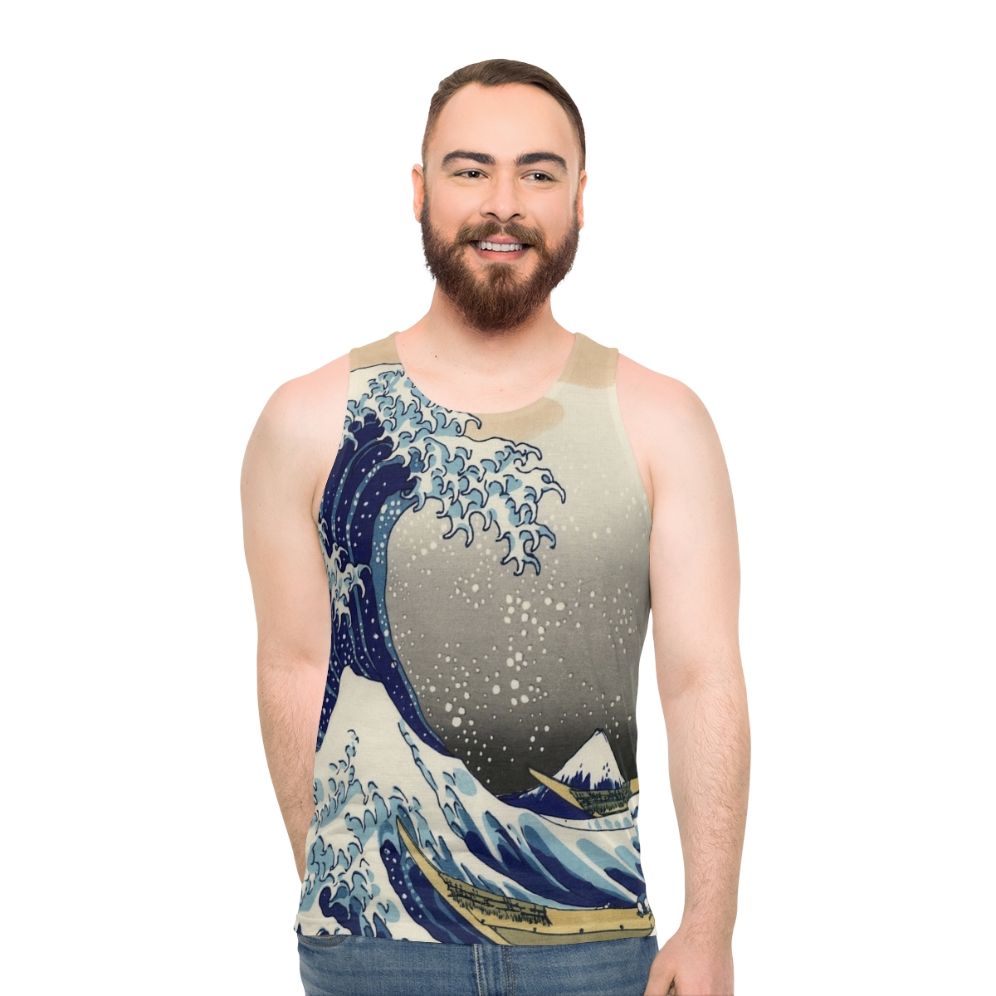 Unisex tank top featuring the iconic Hokusai Great Wave off Kanagawa artwork