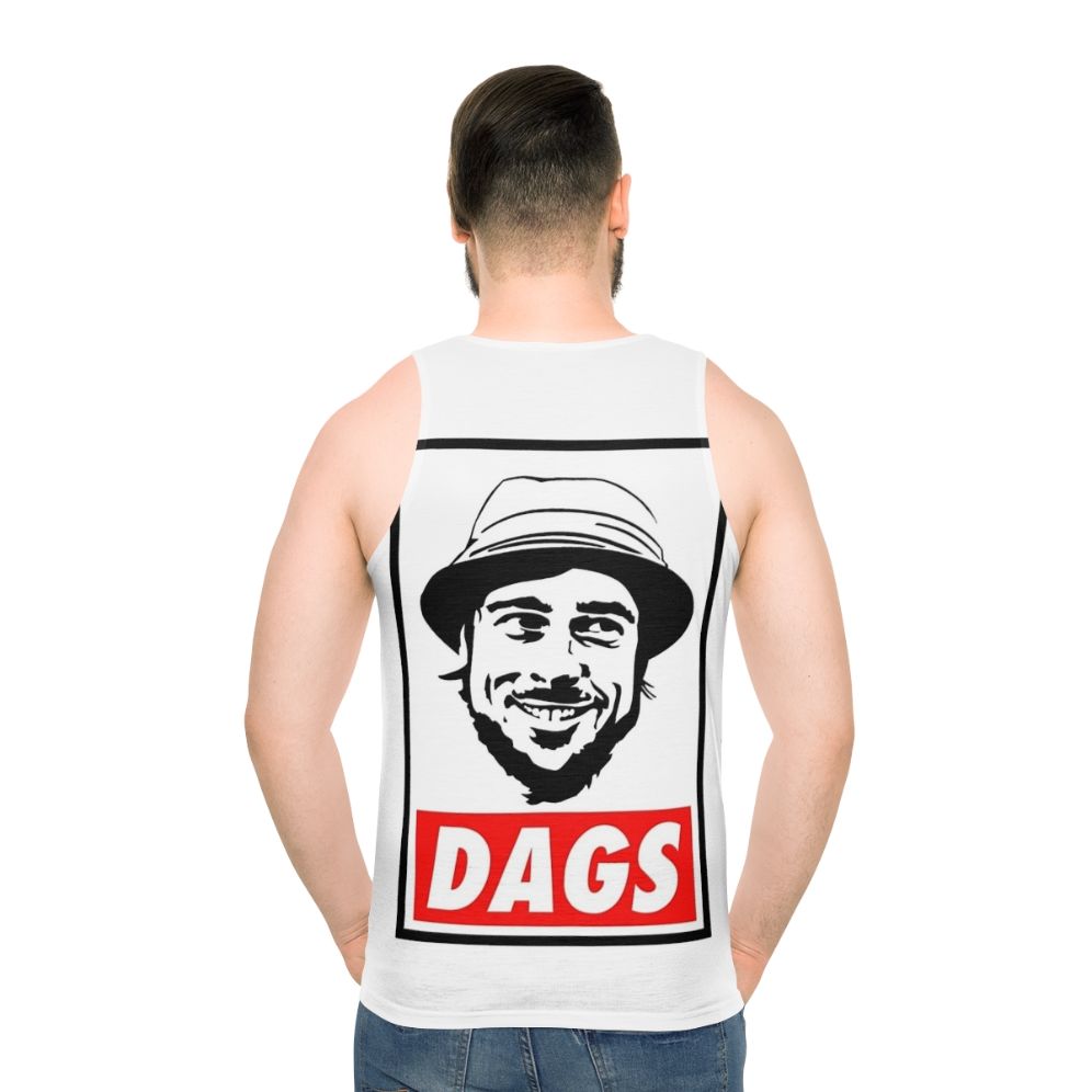 Unisex gypsy-style graphic tank top for dog lovers