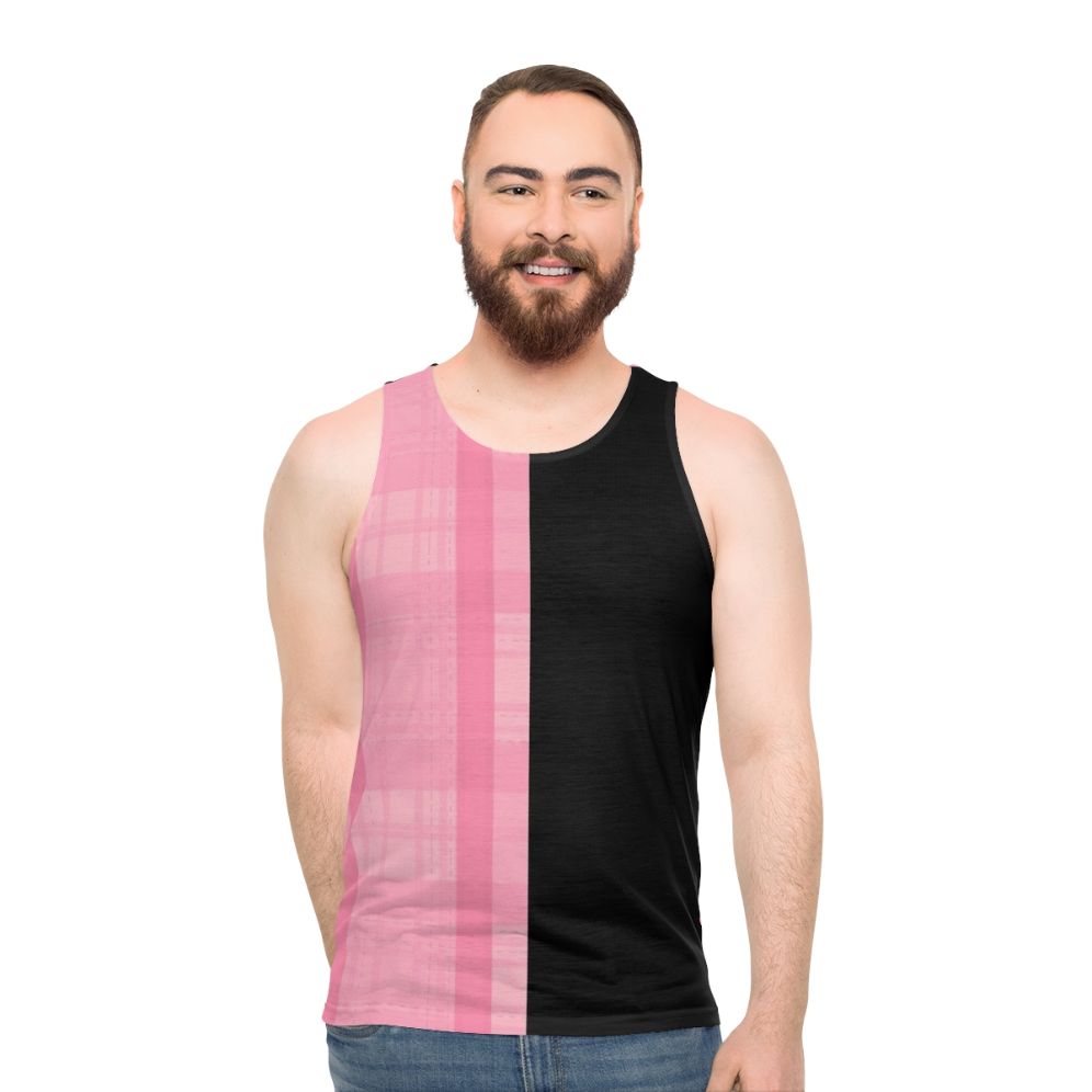 Unisex Half Black, Half Pink Plaid Music Tank Top