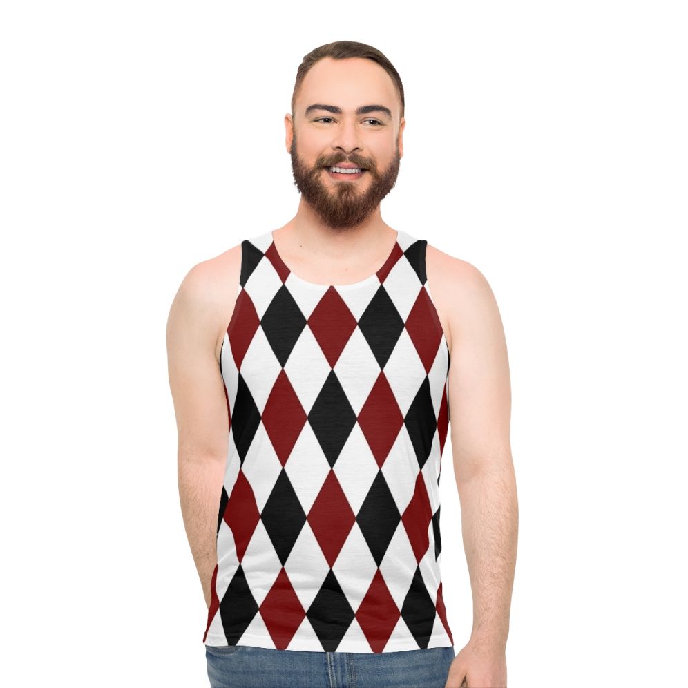 Unisex harlequin diamond pattern tank top