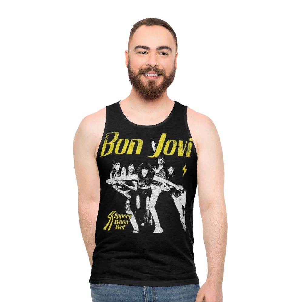 Unisex heart dagger forever slippery when wet tank top
