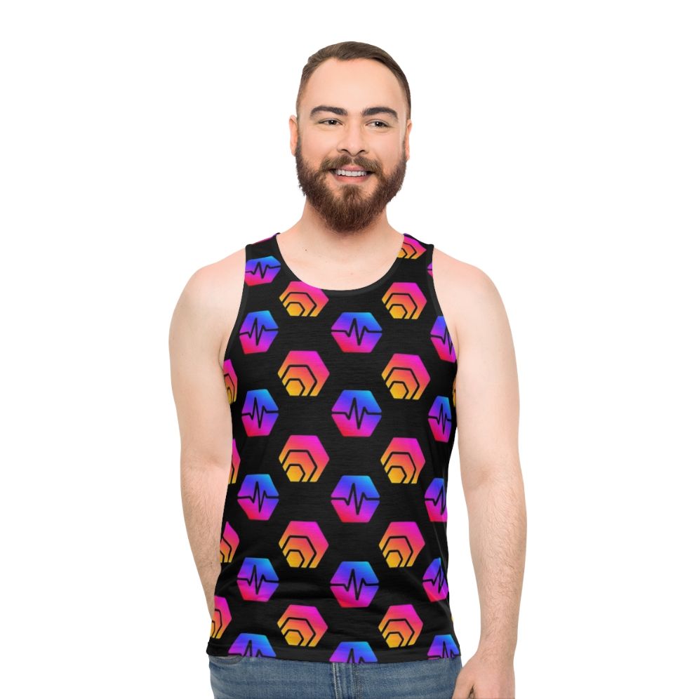 Unisex tank top with Hex crypto and Pulsechain logo design