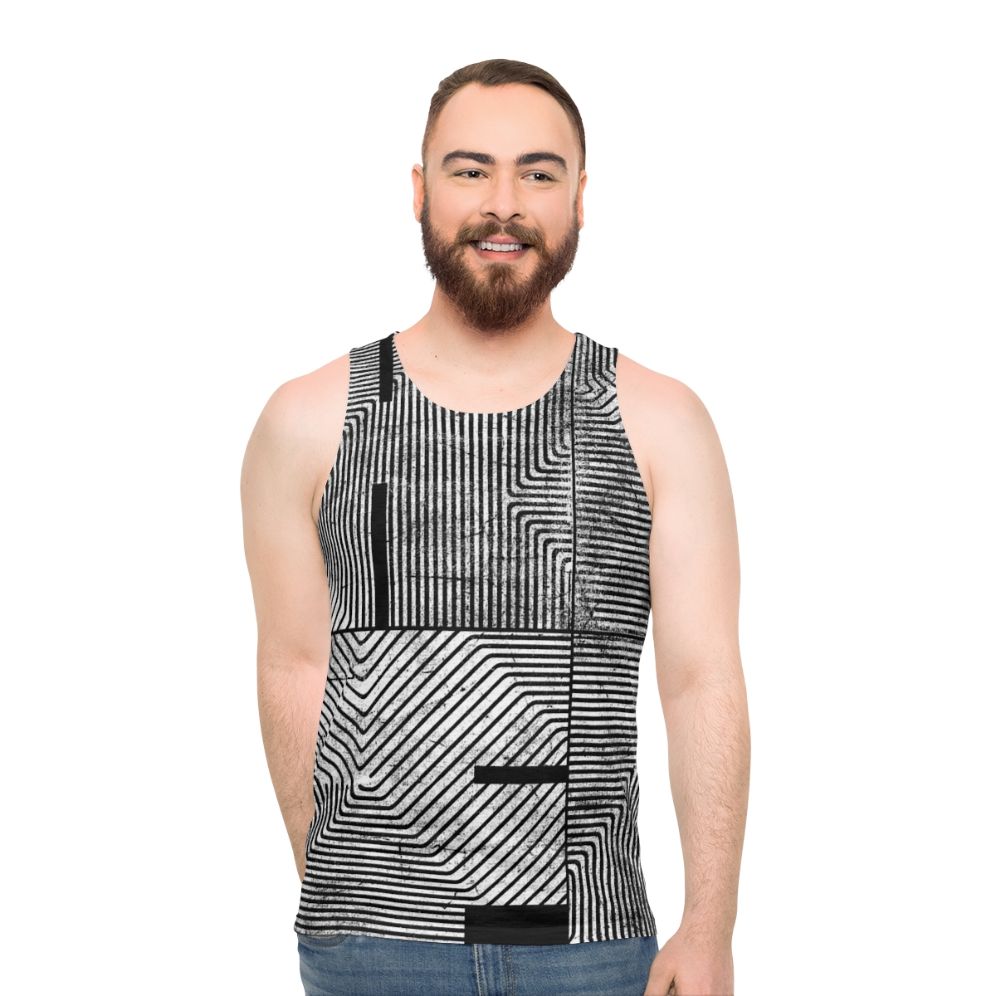 Unisex tank top with abstract geometric design