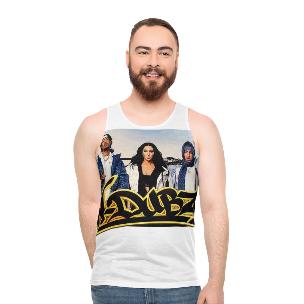 Unisex hip hop tank top featuring the N Dubz music group