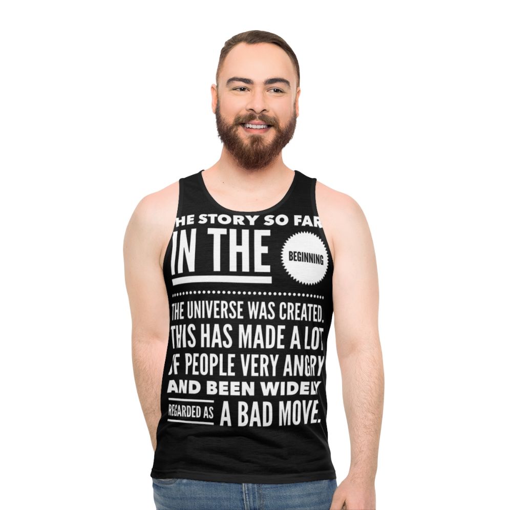 Unisex tank top with "The Hitchhiker's Guide to the Galaxy" design
