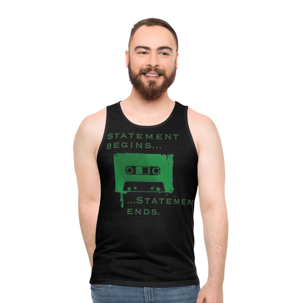 Unisex tank top with horror-themed statement design