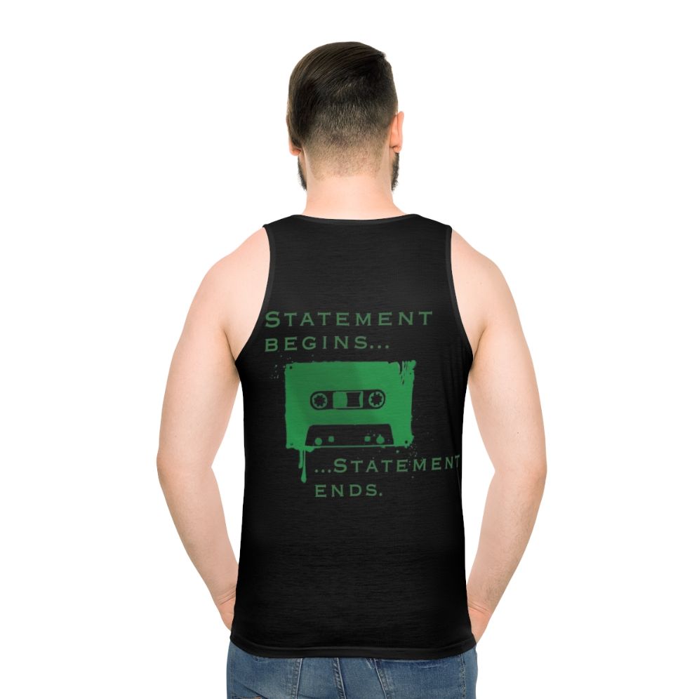 Unisex tank top with horror-themed statement design