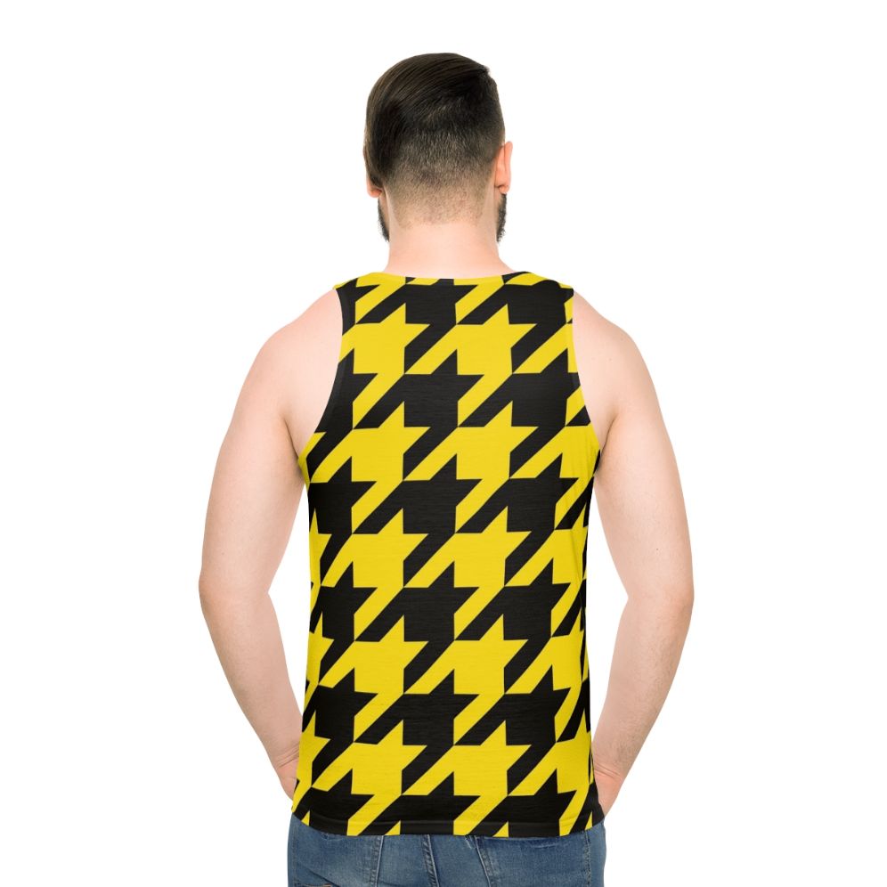 Unisex houndstooth black and yellow tank top