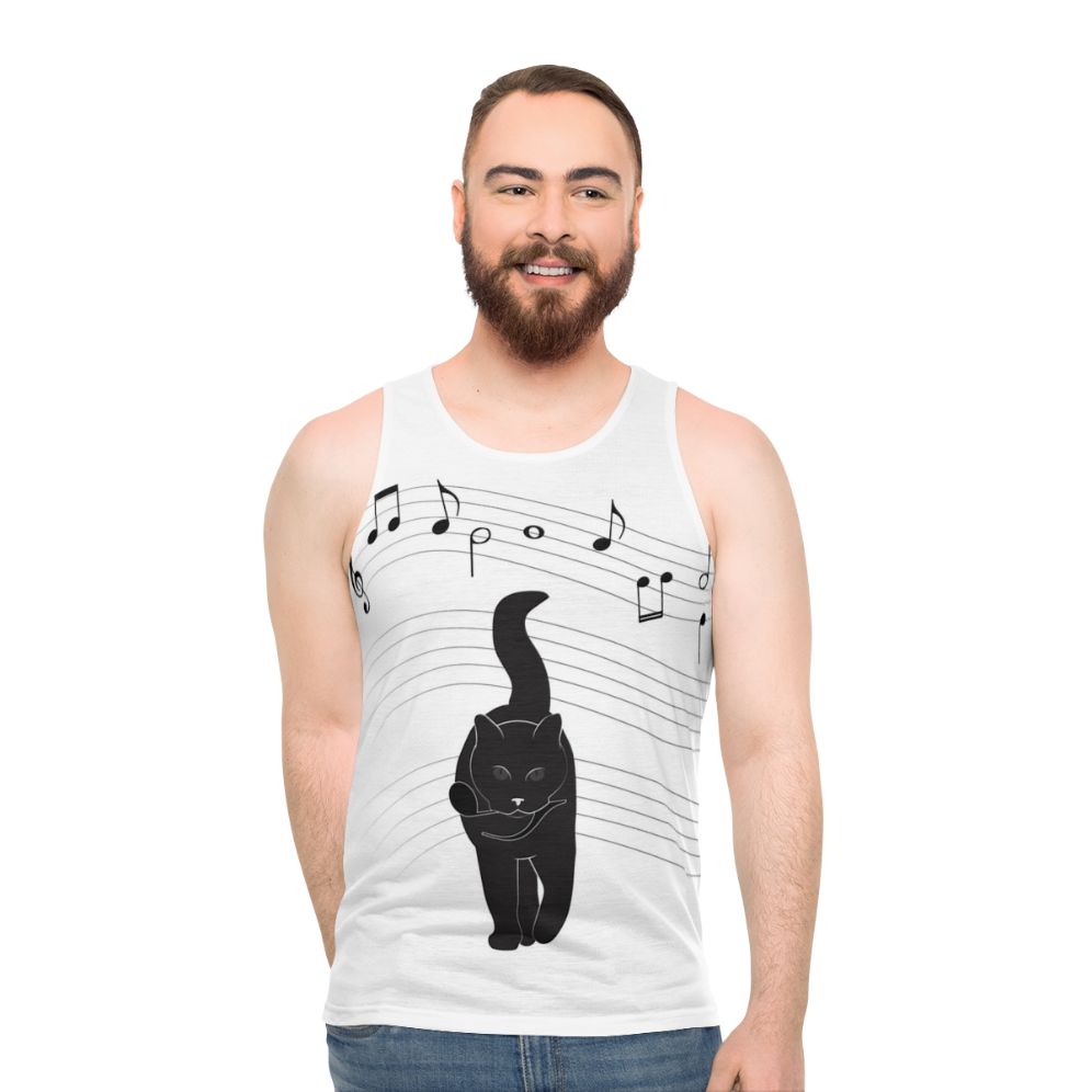 Unisex hunter tank top with minimalist nature-inspired graphic