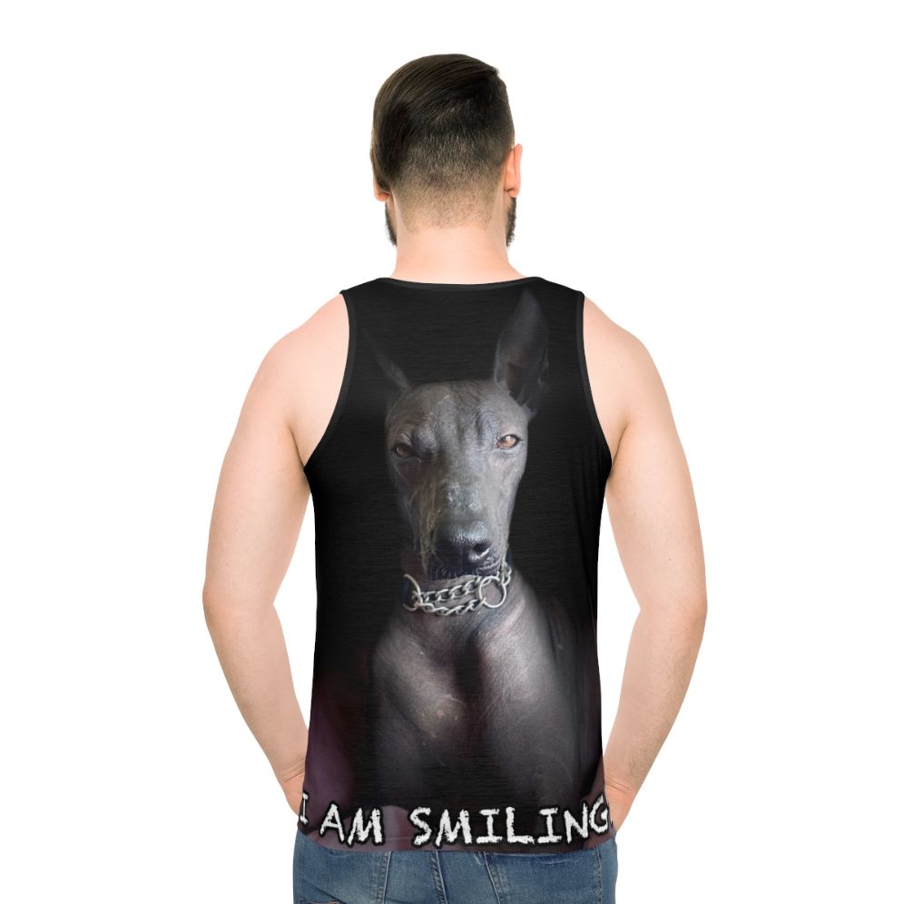 Unisex tank top with "I Am Smiling" design for xoloitzcuintle dog lovers
