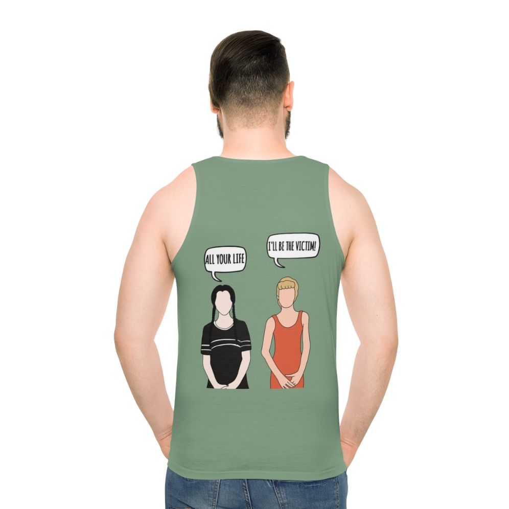 Unisex 'I'll Be the Victim' Addams Family-Inspired Tank Top