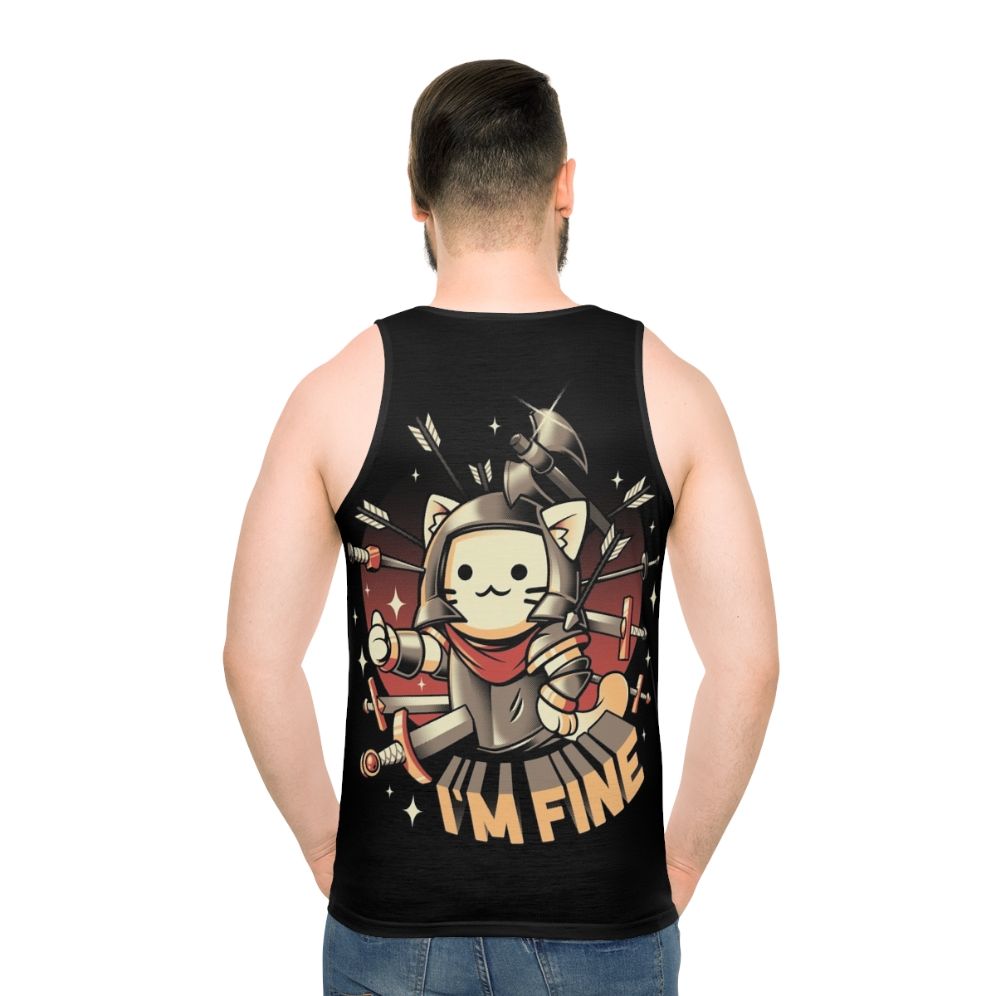 Unisex "I'm Fine" Cat Medieval Knight Tank Top