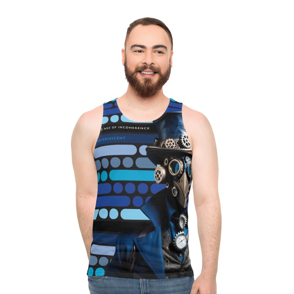 Unisex indie steampunk tank top with morse code design