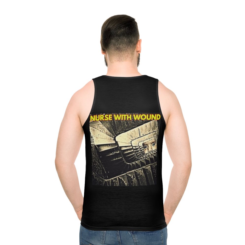 Unisex tank top featuring industrial and experimental music artwork