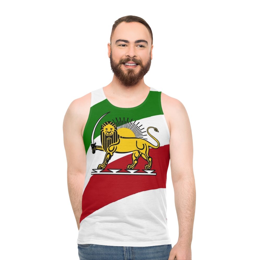 Unisex tank top with Iran flag and lion symbol